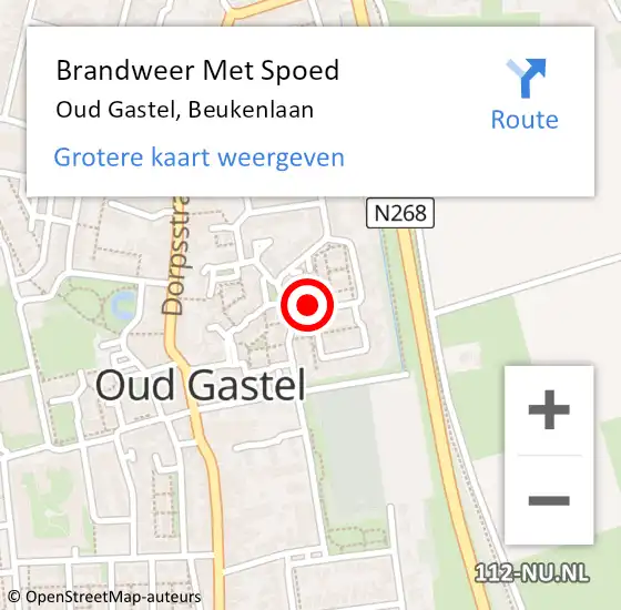 Locatie op kaart van de 112 melding: Brandweer Met Spoed Naar Oud Gastel, Beukenlaan op 20 juni 2021 01:58