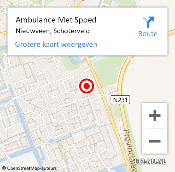 Locatie op kaart van de 112 melding: Ambulance Met Spoed Naar Nieuwveen, Schoterveld op 20 juni 2021 12:28