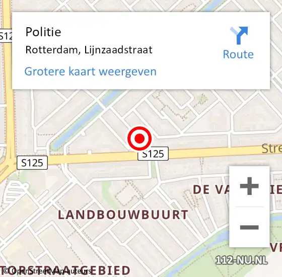 Locatie op kaart van de 112 melding: Politie Rotterdam, Lijnzaadstraat op 29 juli 2021 20:02