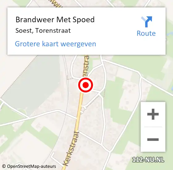 Locatie op kaart van de 112 melding: Brandweer Met Spoed Naar Soest, Torenstraat op 3 september 2021 10:17