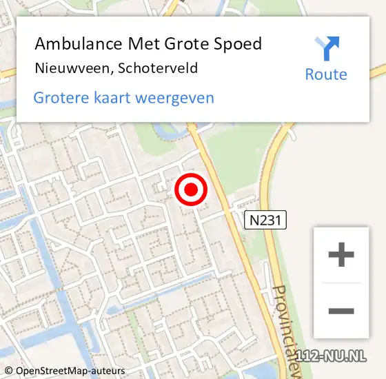 Locatie op kaart van de 112 melding: Ambulance Met Grote Spoed Naar Nieuwveen, Schoterveld op 20 september 2021 12:30