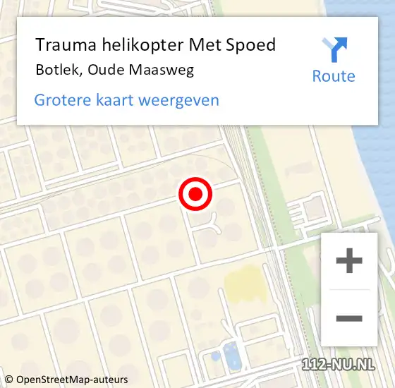 Locatie op kaart van de 112 melding: Trauma helikopter Met Spoed Naar Botlek, Oude Maasweg op 7 oktober 2021 13:11