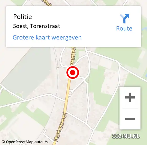 Locatie op kaart van de 112 melding: Politie Soest, Torenstraat op 20 oktober 2021 17:20