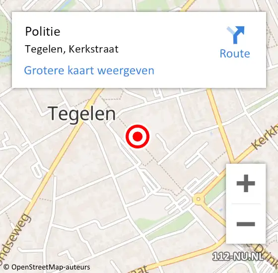 Locatie op kaart van de 112 melding: Politie Tegelen, Kerkstraat op 2 november 2021 15:16
