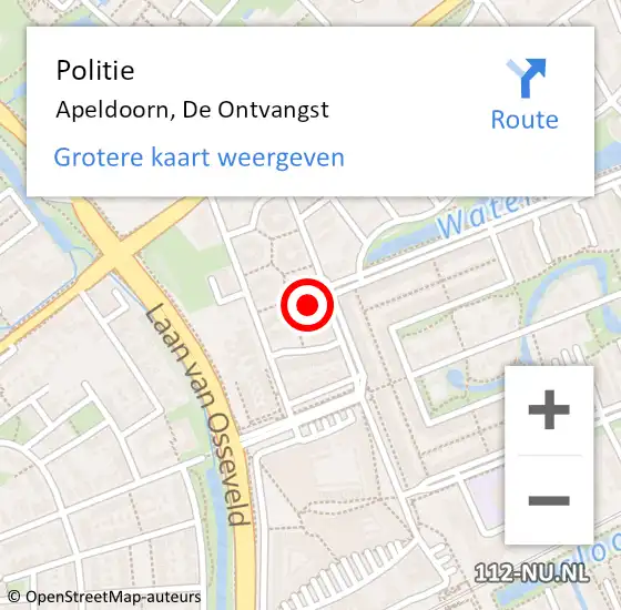 Locatie op kaart van de 112 melding: Politie Apeldoorn, De Ontvangst op 4 november 2021 16:51