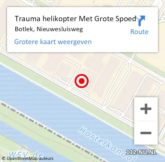 Locatie op kaart van de 112 melding: Trauma helikopter Met Grote Spoed Naar Botlek, Nieuwesluisweg op 12 november 2021 14:57