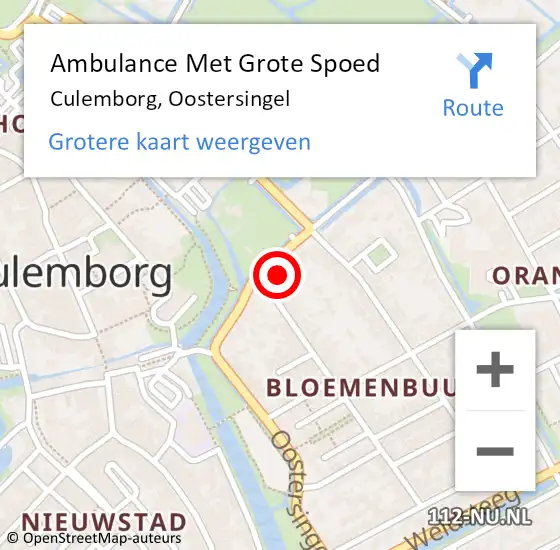 Locatie op kaart van de 112 melding: Ambulance Met Grote Spoed Naar Culemborg, Oostersingel op 13 november 2021 06:54