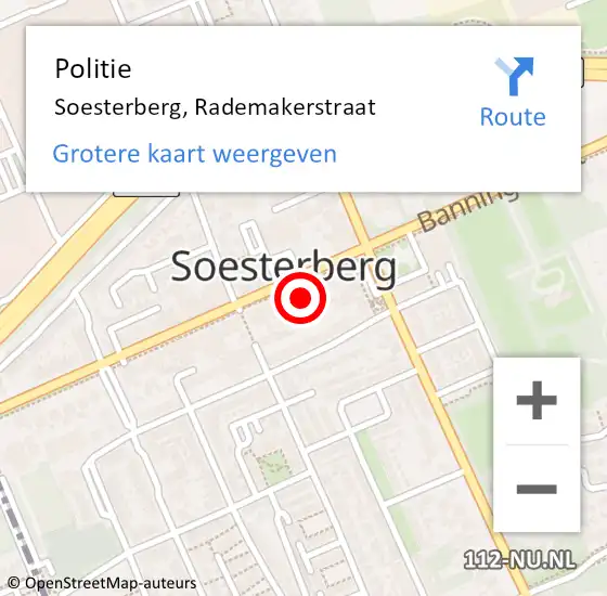Locatie op kaart van de 112 melding: Politie Soesterberg, Rademakerstraat op 25 november 2021 16:43