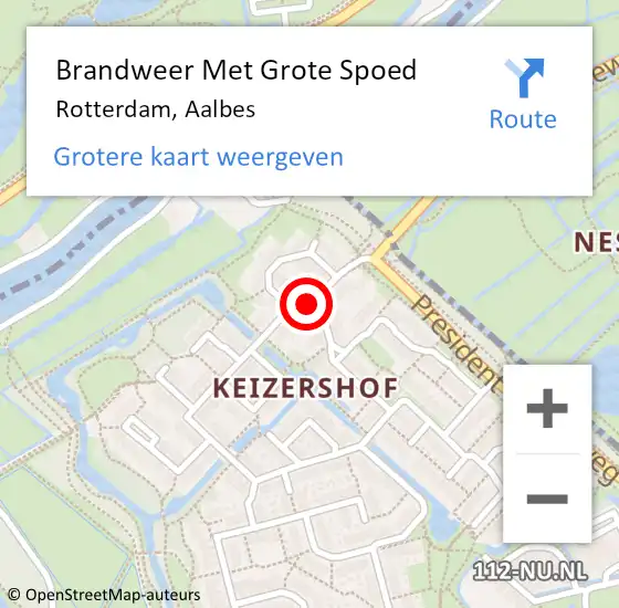 Locatie op kaart van de 112 melding: Brandweer Met Grote Spoed Naar Rotterdam, Aalbes op 10 december 2021 23:09