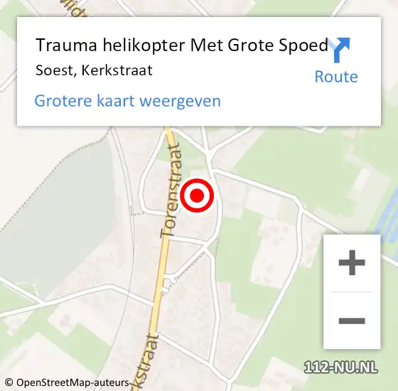 Locatie op kaart van de 112 melding: Trauma helikopter Met Grote Spoed Naar Soest, Kerkstraat op 28 december 2021 13:22