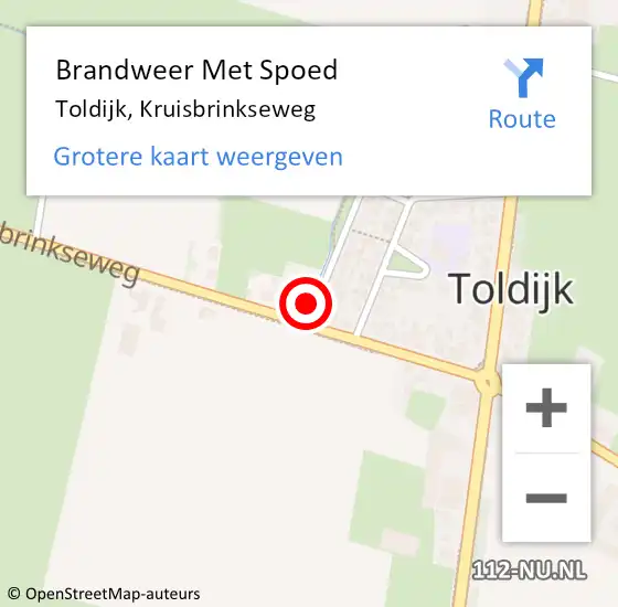 Locatie op kaart van de 112 melding: Brandweer Met Spoed Naar Toldijk, Kruisbrinkseweg op 17 januari 2022 03:35