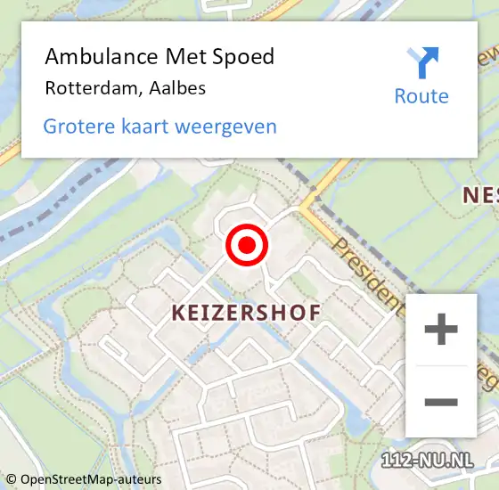 Locatie op kaart van de 112 melding: Ambulance Met Spoed Naar Rotterdam, Aalbes op 23 januari 2022 20:51