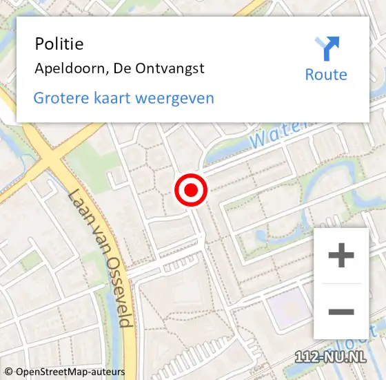Locatie op kaart van de 112 melding: Politie Apeldoorn, De Ontvangst op 2 februari 2022 17:22