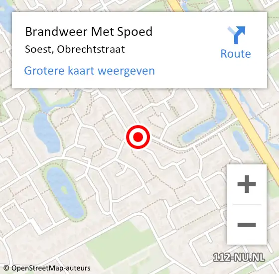 Locatie op kaart van de 112 melding: Brandweer Met Spoed Naar Soest, Obrechtstraat op 6 februari 2022 09:23