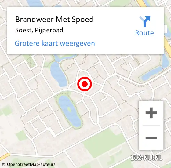 Locatie op kaart van de 112 melding: Brandweer Met Spoed Naar Soest, Pijperpad op 20 februari 2022 13:20
