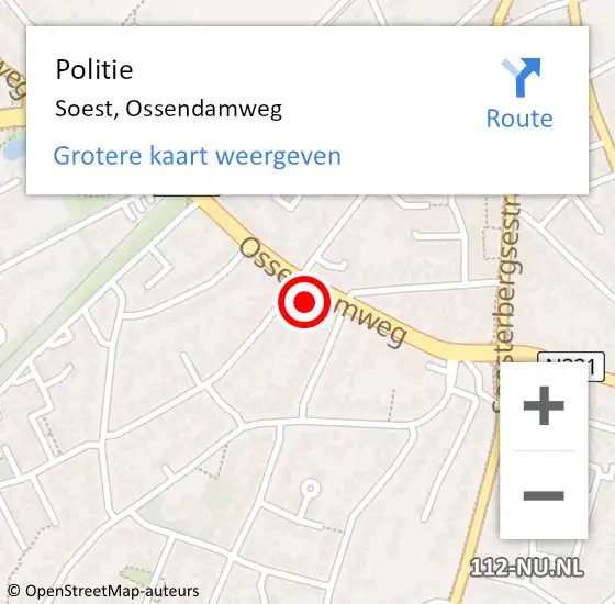 Locatie op kaart van de 112 melding: Politie Soest, Ossendamweg op 26 februari 2022 08:40
