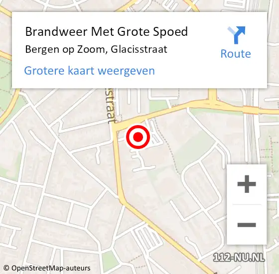 Locatie op kaart van de 112 melding: Brandweer Met Grote Spoed Naar Bergen op Zoom, Glacisstraat op 18 maart 2022 10:04