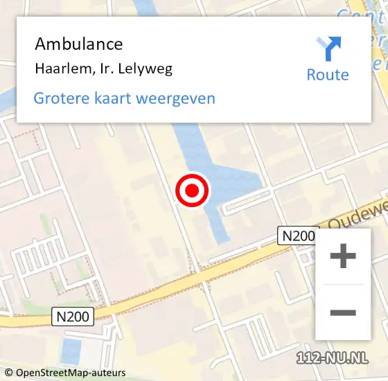 Locatie op kaart van de 112 melding: Ambulance Haarlem, Ir. Lelyweg op 21 maart 2022 13:56