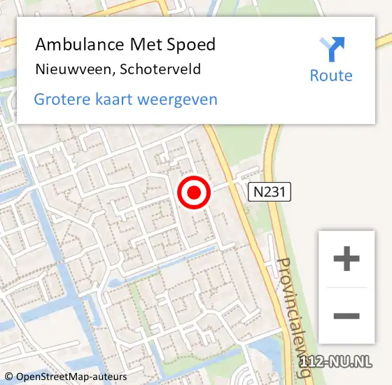 Locatie op kaart van de 112 melding: Ambulance Met Spoed Naar Nieuwveen, Schoterveld op 24 maart 2022 16:52