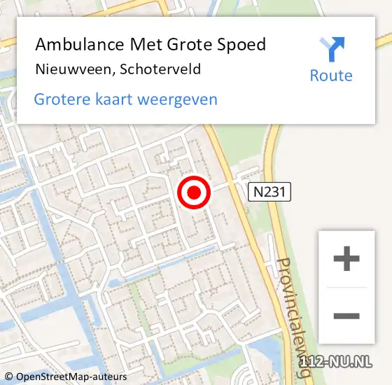 Locatie op kaart van de 112 melding: Ambulance Met Grote Spoed Naar Nieuwveen, Schoterveld op 25 maart 2022 17:44