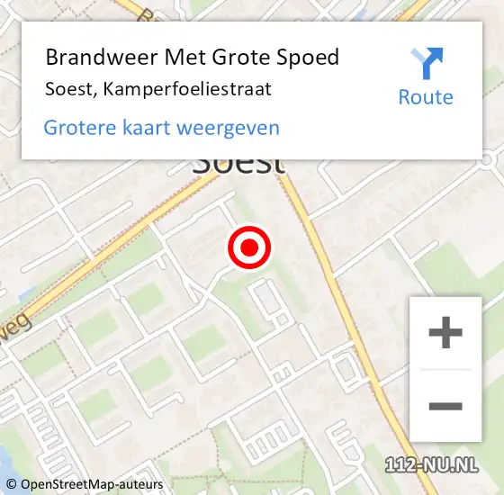 Locatie op kaart van de 112 melding: Brandweer Met Grote Spoed Naar Soest, Kamperfoeliestraat op 15 april 2022 16:25