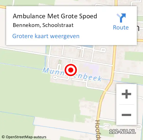 Locatie op kaart van de 112 melding: Ambulance Met Grote Spoed Naar Bennekom, Schoolstraat op 24 april 2022 17:21