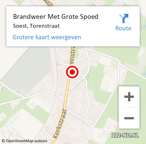 Locatie op kaart van de 112 melding: Brandweer Met Grote Spoed Naar Soest, Torenstraat op 17 mei 2022 12:52