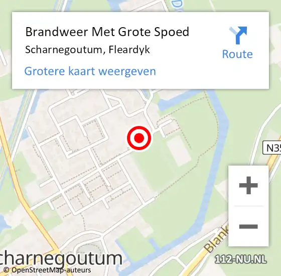 Locatie op kaart van de 112 melding: Brandweer Met Grote Spoed Naar Scharnegoutum, Fleardyk op 22 mei 2022 00:53