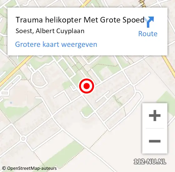 Locatie op kaart van de 112 melding: Trauma helikopter Met Grote Spoed Naar Soest, Albert Cuyplaan op 19 juli 2022 21:26