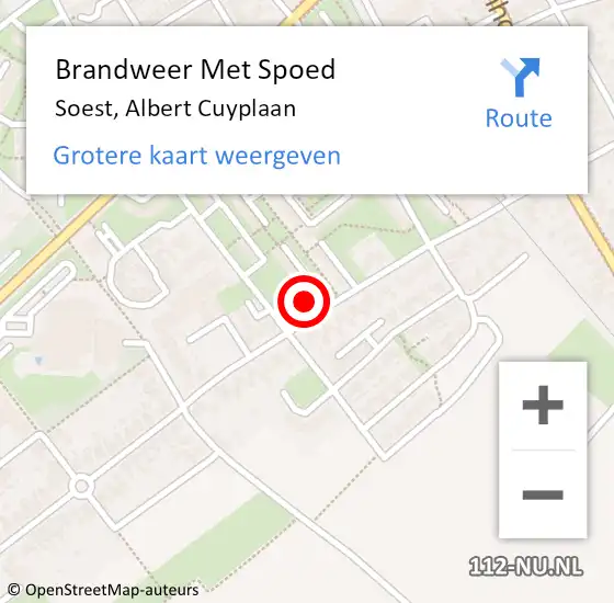 Locatie op kaart van de 112 melding: Brandweer Met Spoed Naar Soest, Albert Cuyplaan op 19 juli 2022 21:59