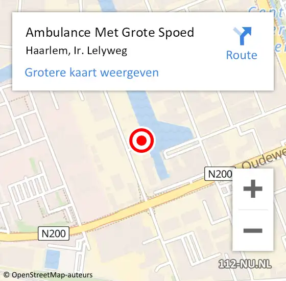 Locatie op kaart van de 112 melding: Ambulance Met Grote Spoed Naar Haarlem, Ir. Lelyweg op 6 augustus 2022 08:16