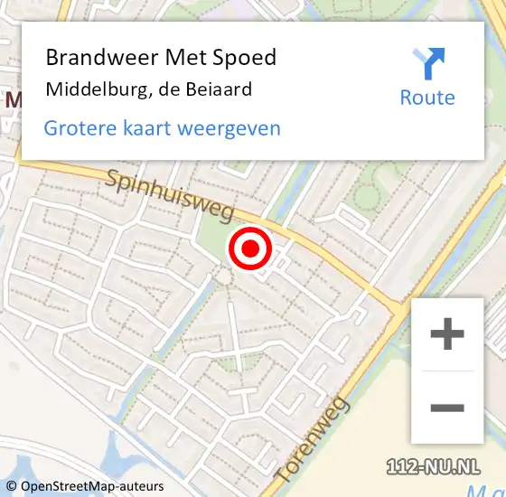 Locatie op kaart van de 112 melding: Brandweer Met Spoed Naar Middelburg, de Beiaard op 21 september 2022 19:01