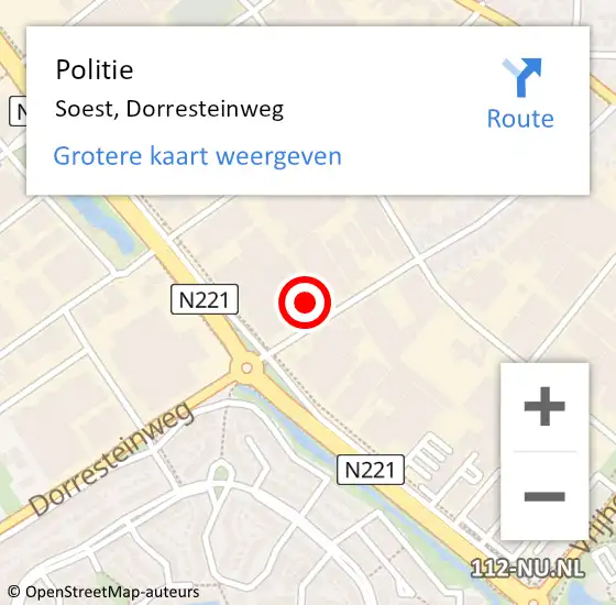 Locatie op kaart van de 112 melding: Politie Soest, Dorresteinweg op 22 september 2022 08:08