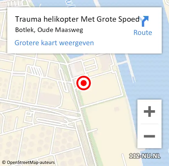 Locatie op kaart van de 112 melding: Trauma helikopter Met Grote Spoed Naar Botlek, Oude Maasweg op 23 september 2022 20:50