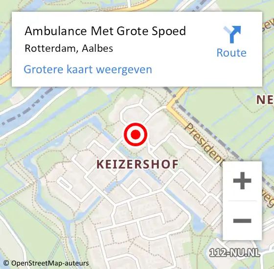 Locatie op kaart van de 112 melding: Ambulance Met Grote Spoed Naar Rotterdam, Aalbes op 26 september 2022 03:21