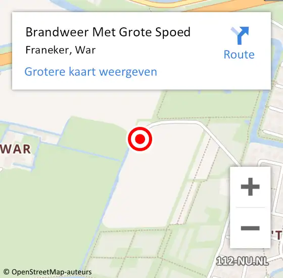 Locatie op kaart van de 112 melding: Brandweer Met Grote Spoed Naar Franeker, War op 30 juli 2014 19:56