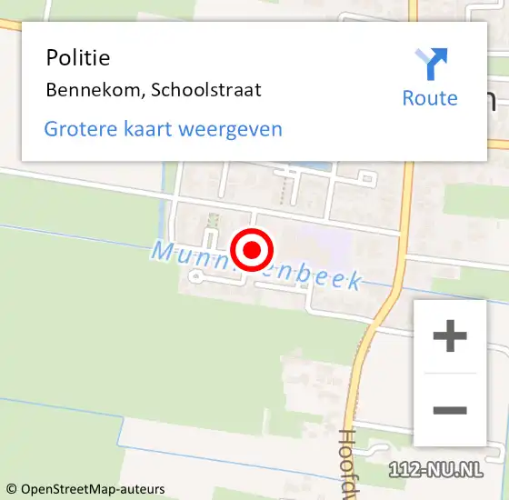 Locatie op kaart van de 112 melding: Politie Bennekom, Schoolstraat op 13 oktober 2022 09:21