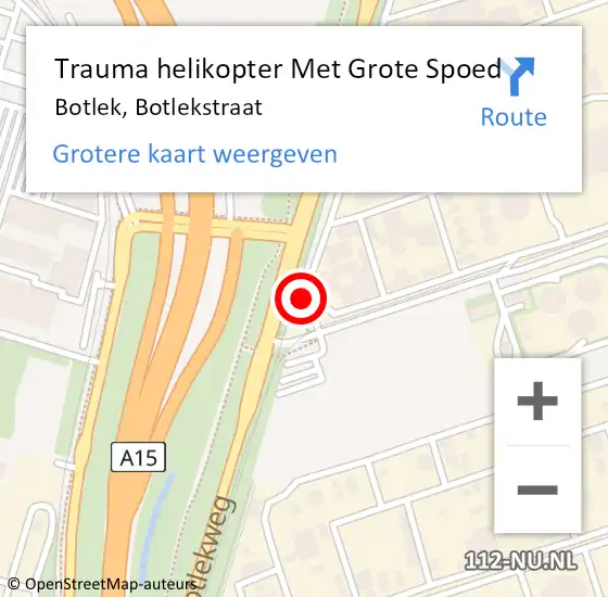 Locatie op kaart van de 112 melding: Trauma helikopter Met Grote Spoed Naar Botlek, Botlekstraat op 19 oktober 2022 10:44