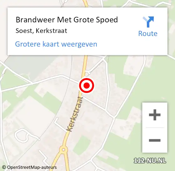 Locatie op kaart van de 112 melding: Brandweer Met Grote Spoed Naar Soest, Kerkstraat op 27 oktober 2022 18:09