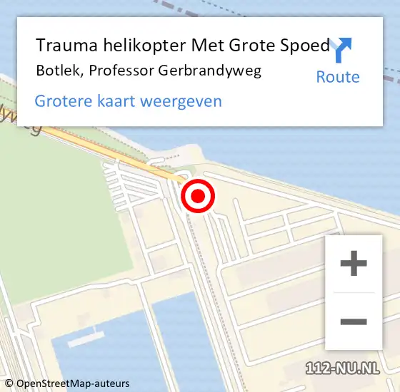 Locatie op kaart van de 112 melding: Trauma helikopter Met Grote Spoed Naar Botlek, Professor Gerbrandyweg op 8 november 2022 17:05