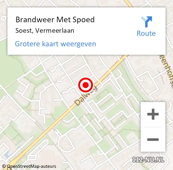 Locatie op kaart van de 112 melding: Brandweer Met Spoed Naar Soest, Vermeerlaan op 20 november 2022 15:46