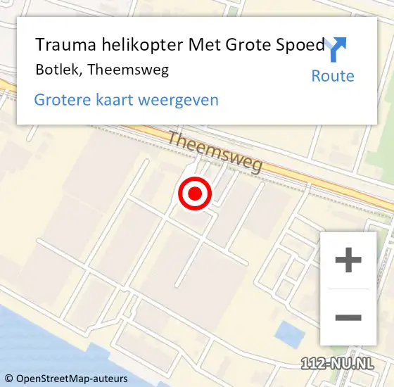 Locatie op kaart van de 112 melding: Trauma helikopter Met Grote Spoed Naar Botlek, Theemsweg op 2 december 2022 20:32