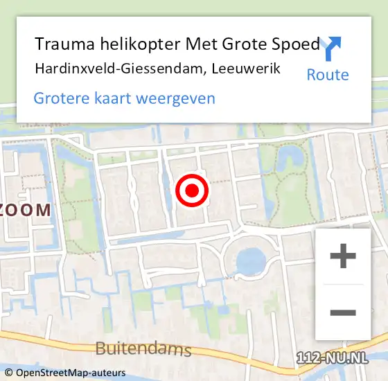 Locatie op kaart van de 112 melding: Trauma helikopter Met Grote Spoed Naar Hardinxveld-Giessendam, Leeuwerik op 5 december 2022 13:12