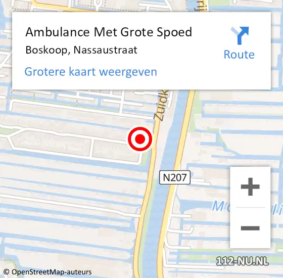 Locatie op kaart van de 112 melding: Ambulance Met Grote Spoed Naar Boskoop, Nassaustraat op 8 december 2022 21:49