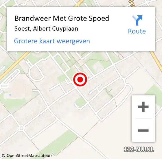 Locatie op kaart van de 112 melding: Brandweer Met Grote Spoed Naar Soest, Albert Cuyplaan op 16 december 2022 20:35