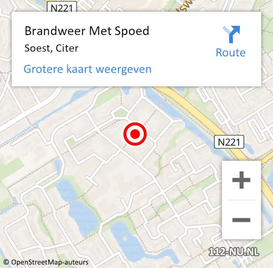 Locatie op kaart van de 112 melding: Brandweer Met Spoed Naar Soest, Citer op 16 december 2022 23:27