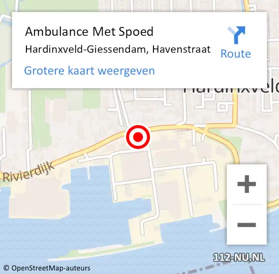 Locatie op kaart van de 112 melding: Ambulance Met Spoed Naar Hardinxveld-Giessendam, Havenstraat op 18 december 2022 00:51