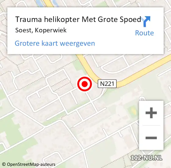 Locatie op kaart van de 112 melding: Trauma helikopter Met Grote Spoed Naar Soest, Koperwiek op 25 december 2022 19:14