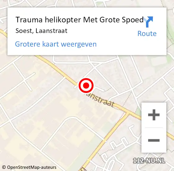 Locatie op kaart van de 112 melding: Trauma helikopter Met Grote Spoed Naar Soest, Laanstraat op 2 januari 2023 15:16