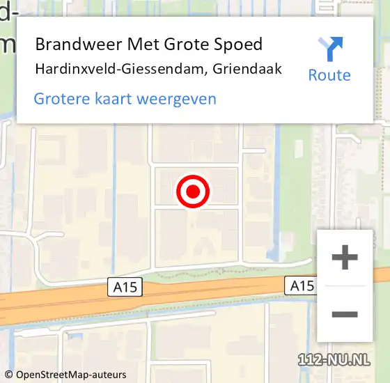 Locatie op kaart van de 112 melding: Brandweer Met Grote Spoed Naar Hardinxveld-Giessendam, Griendaak op 12 januari 2023 13:22